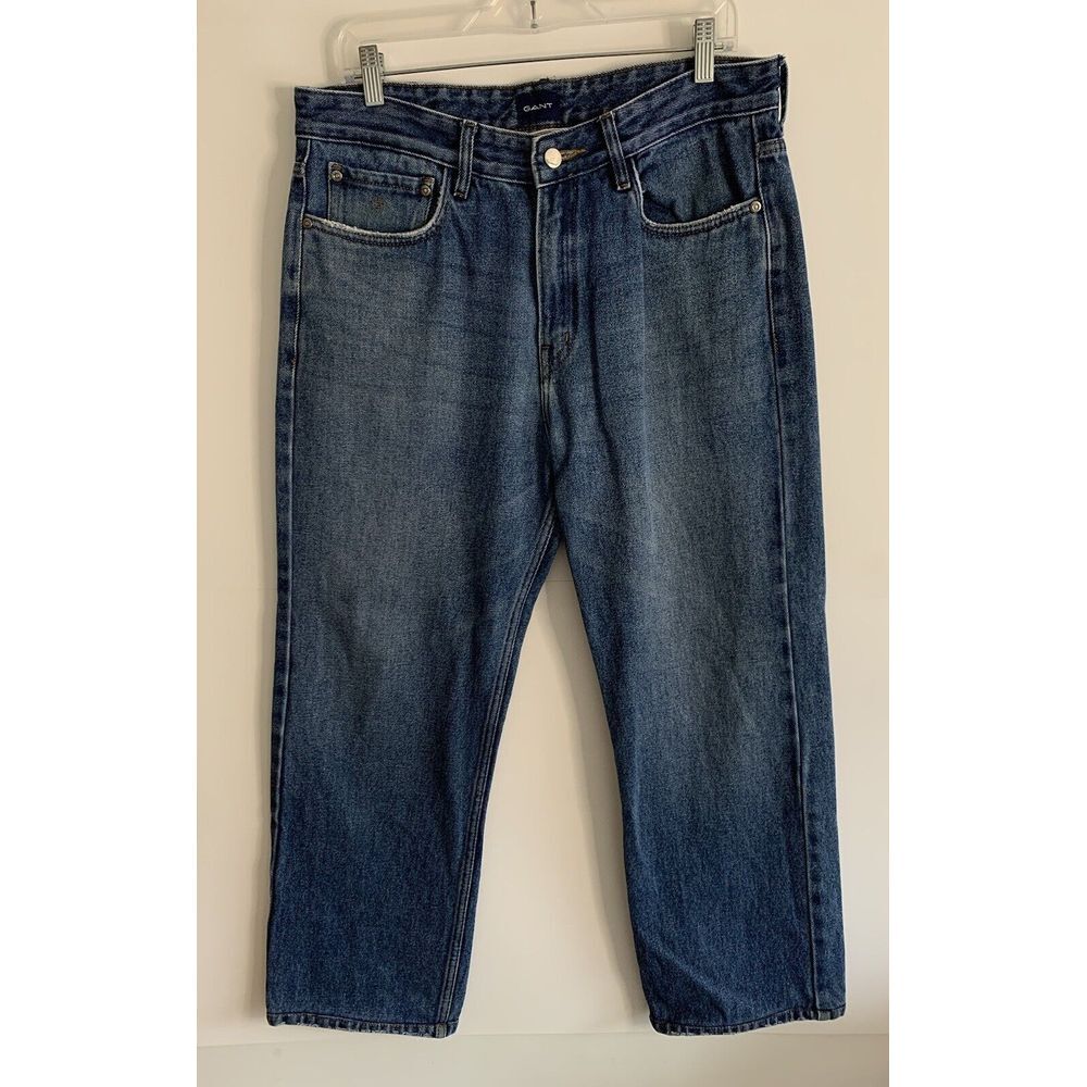 GANT Jeans Mens W34 L28 Regular Baggy Straight Fit Blue Heavy Classic Denim